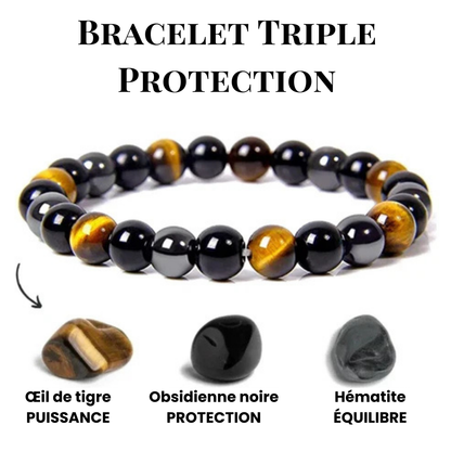 Bracelet Triple Protection en Pierres Naturelles