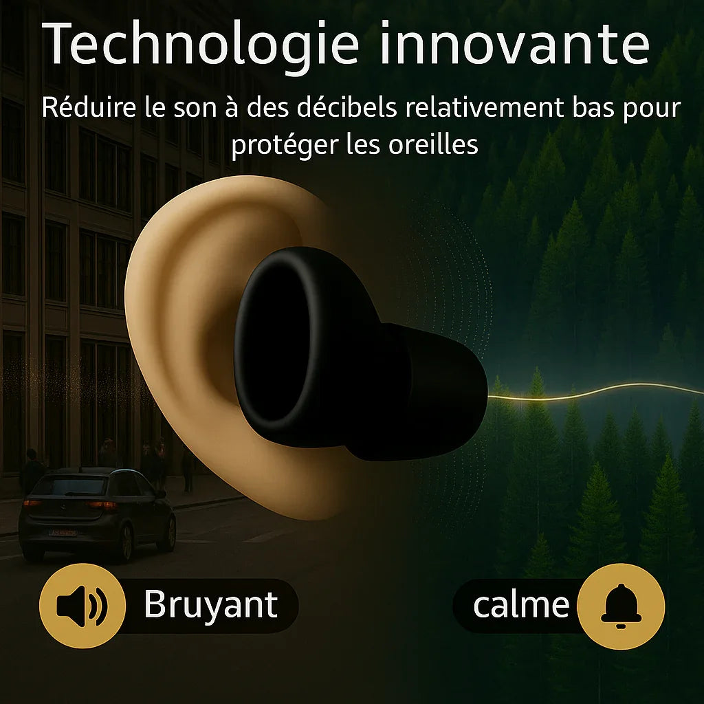 Bouchon d'oreille noir innovant protégeant des bruits forts pour un environnement calme