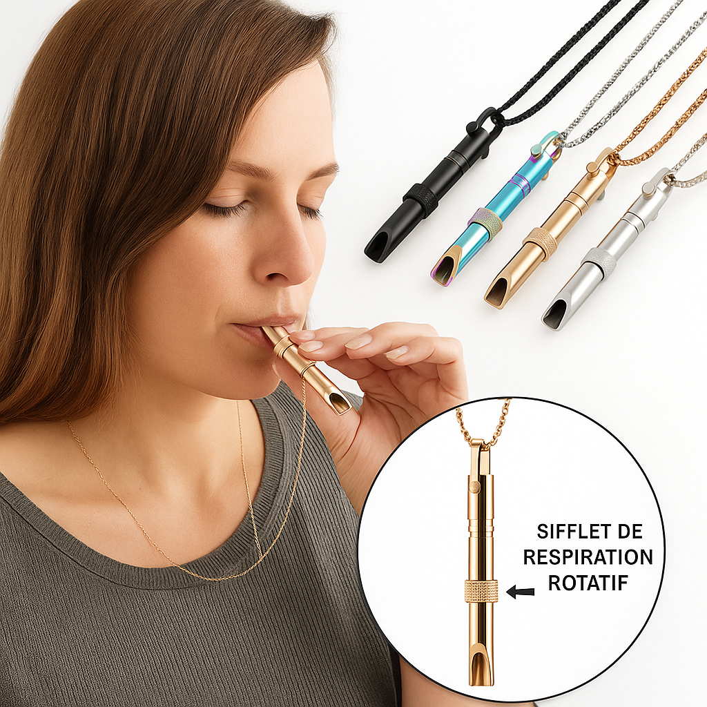 Collier Anti-Stress à Respiration Guidée — Acier Inox