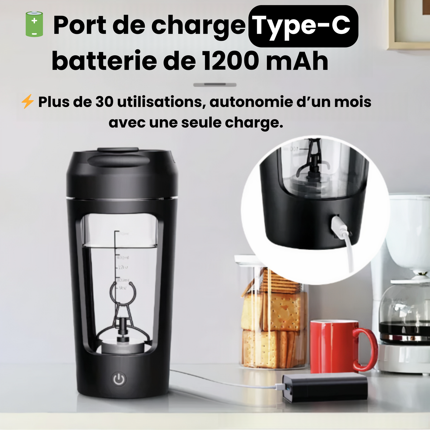 Shaker Électrique USB Rechargeable 650ml