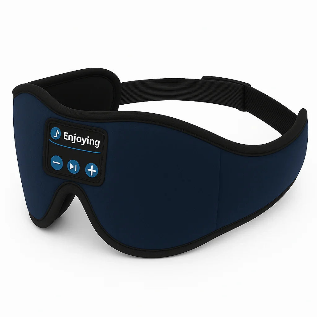 Masque de sommeil Bluetooth bleu avec contrôle intégré pour musique et volume