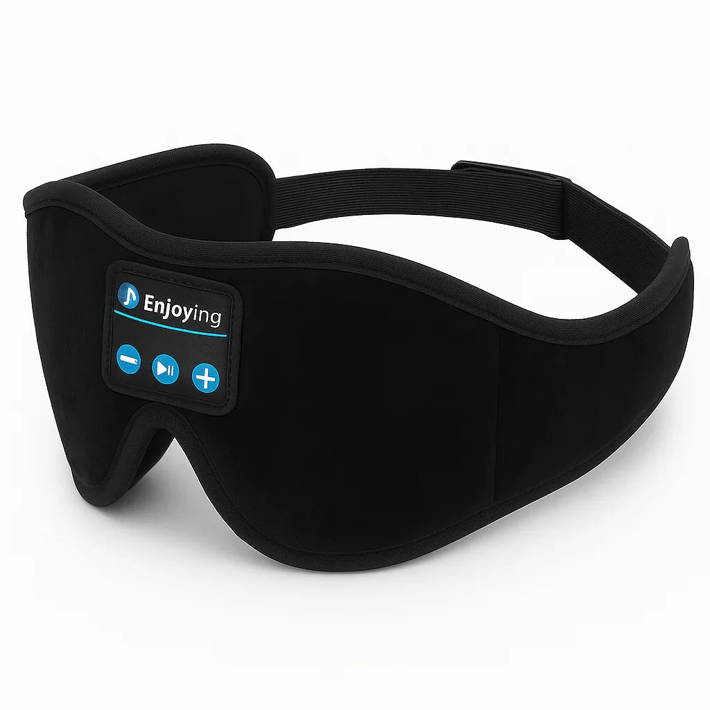 Masque de sommeil noir Bluetooth avec commandes tactiles intégrées pour musique