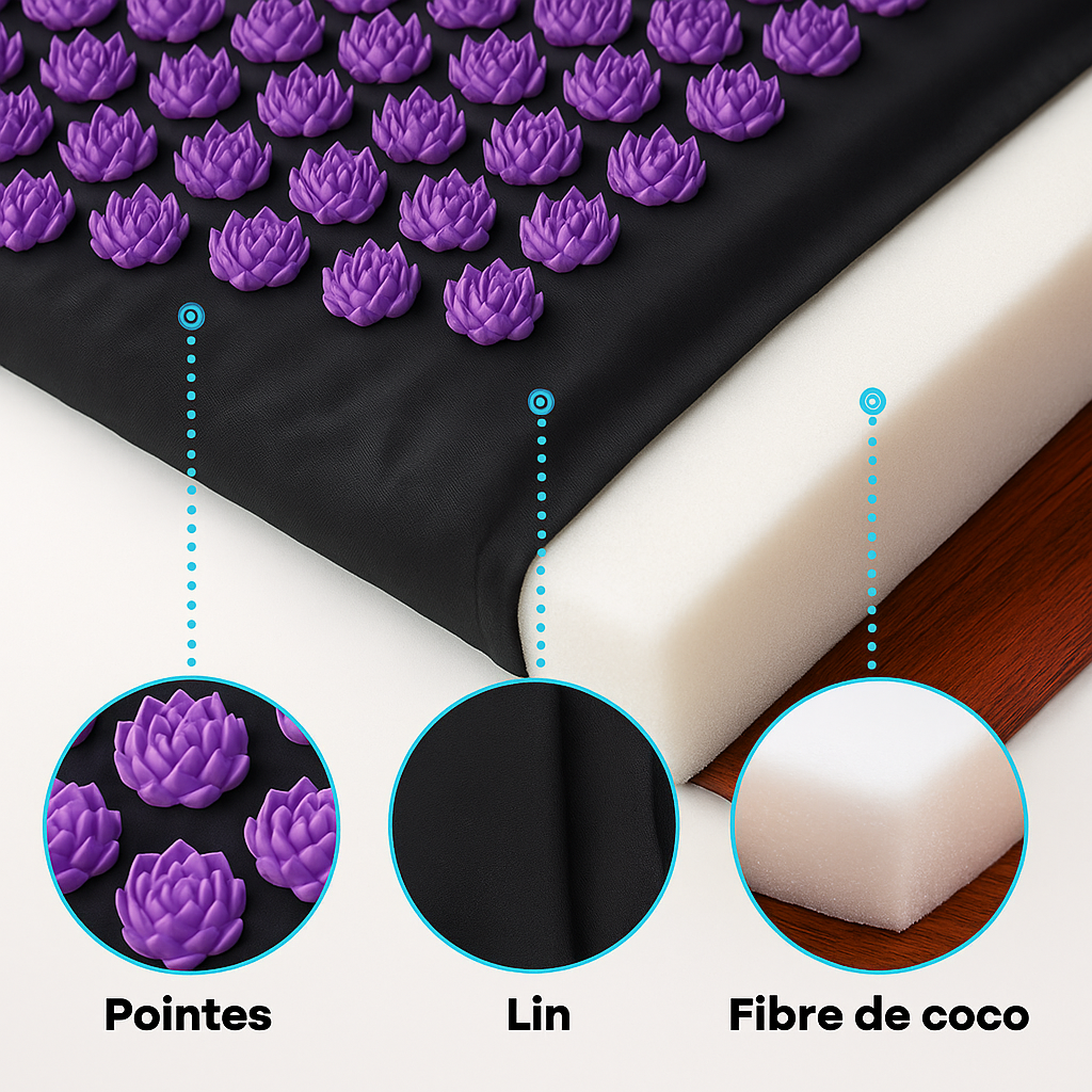 Tapis d’Acupression « Lotus » + Coussin — Détend le dos, relâche les tensions